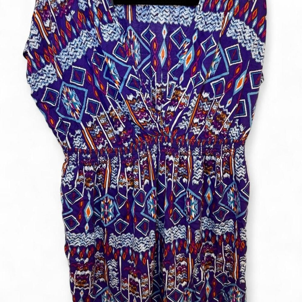 Forever 21+ Plus Women's Purple Orange Multicolor Geometric Casual Dress